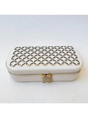 WOLF Caroline Leather Travel Jewelry Case Organizer White